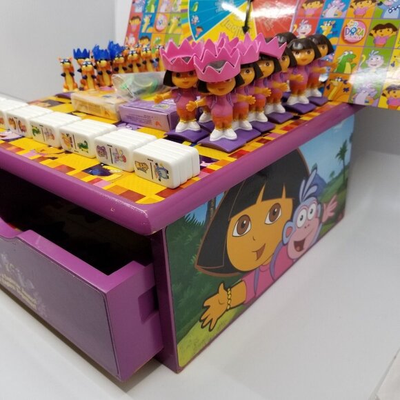 Vintage Dora the Explorer Wooden Game House Set Checkers Dominoes Bingo Cards - Picture 2 of 12